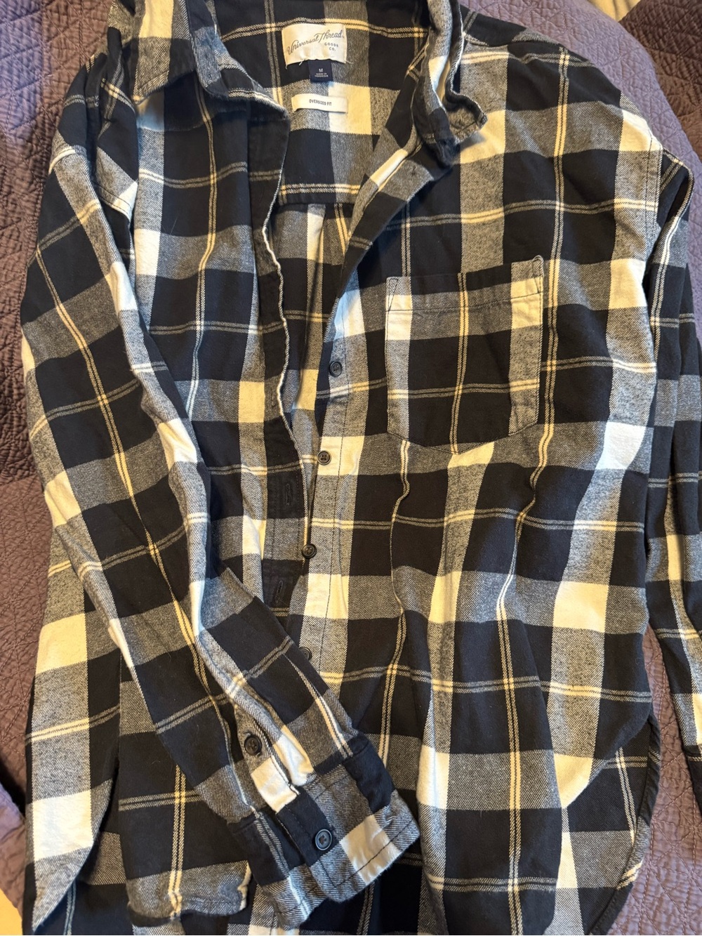Universal Thread Black and White Plaid Button-Down Shirt